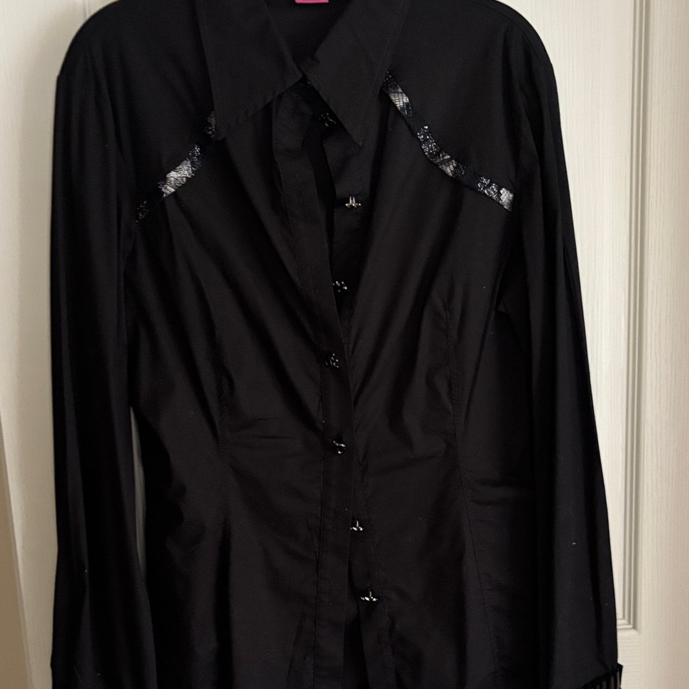 Save The Queen Black Blouse with Sequin Detail